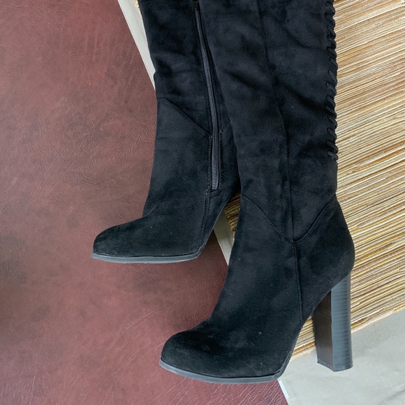 Wild Diva Shoes - NEW Wild Diva Lounge Slay Over The Knee Tie Up High Block Heel Boots Women's 7.5